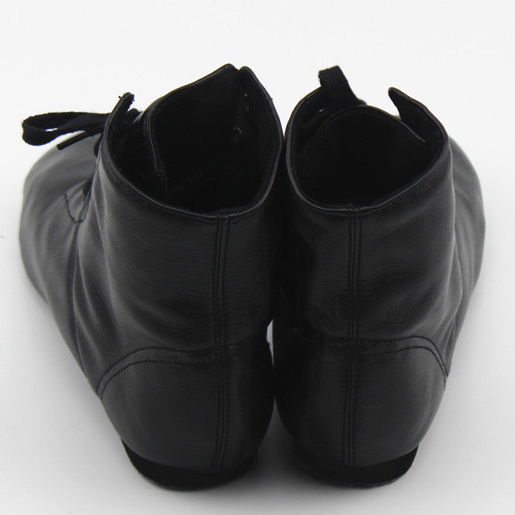 Flexible split-sole black dance shoes for jazz practice and stage performance
