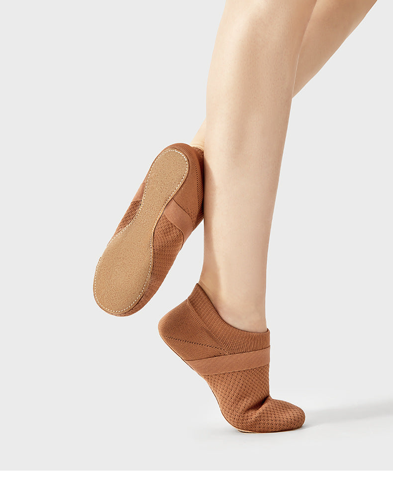 Durable suede sole knit dance shoes for jazz and modern dance