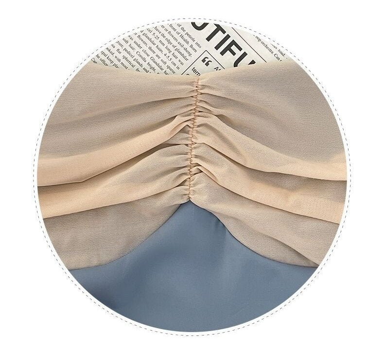 Women's Puff Sleeve Mesh Ballet Leotard, V-Neck Ruched Dance Bodysuit for Gymnastics, Dance Class & Performance