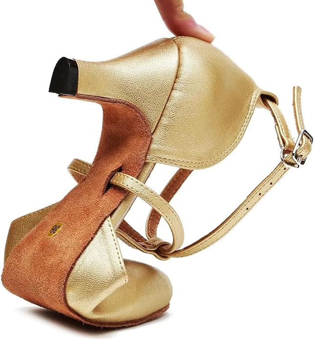 Women’s T-Strap Latin Dance Shoes Closed Toe Ballroom Salsa Tango Performance Shoes Model A50G