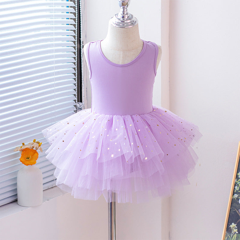 Girls Sleeveless Ballet Tutu Dress, 6 Color Layered Tulle Dance Leotard for Toddler Kids BAL-SK-SS01
