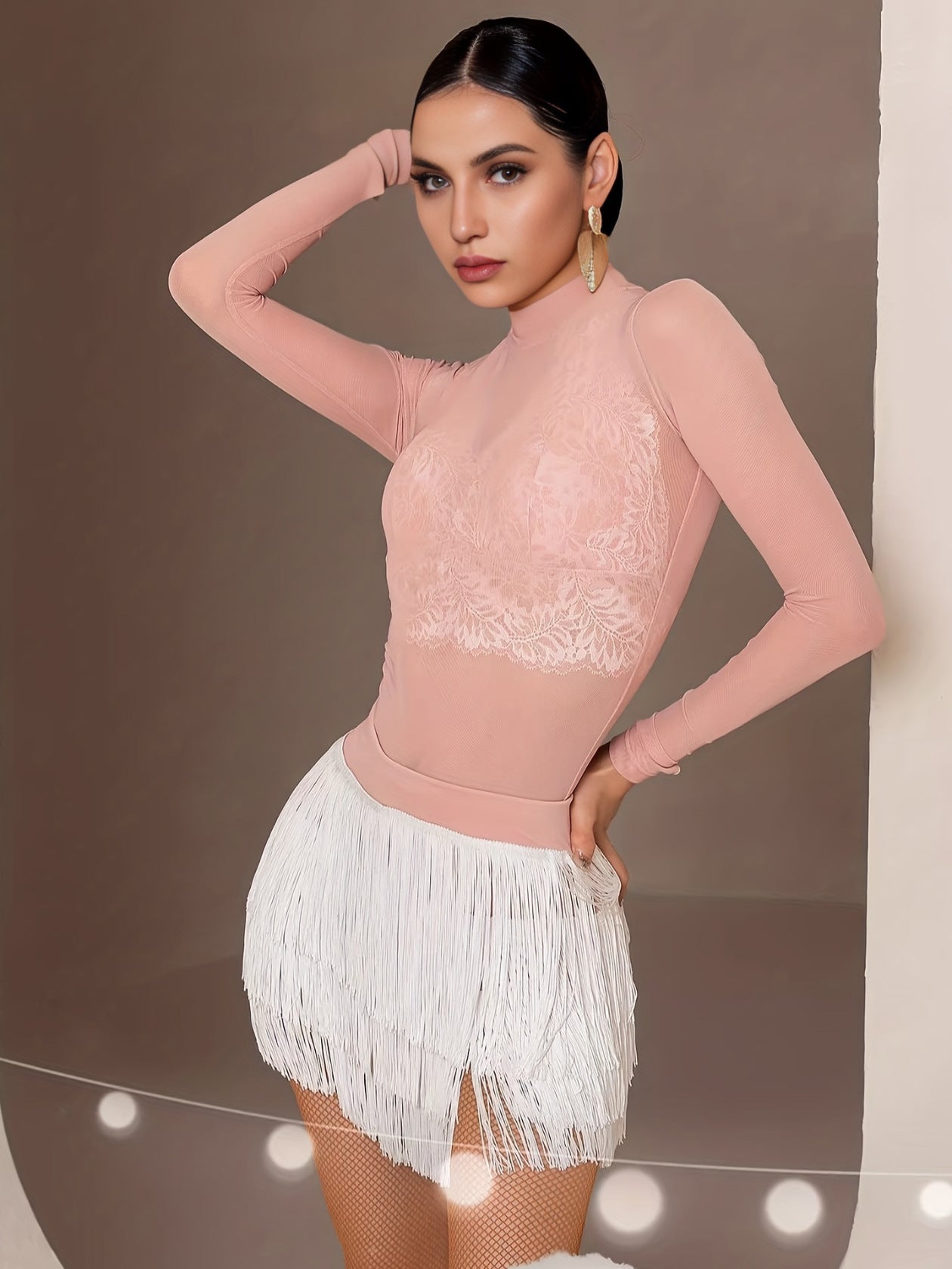 Women's Latin Dance Skirt, Fringe Tassel Mini Skirt for Ballroom Salsa Tango, Performance Practice Dancewear LAT- Skirt-4