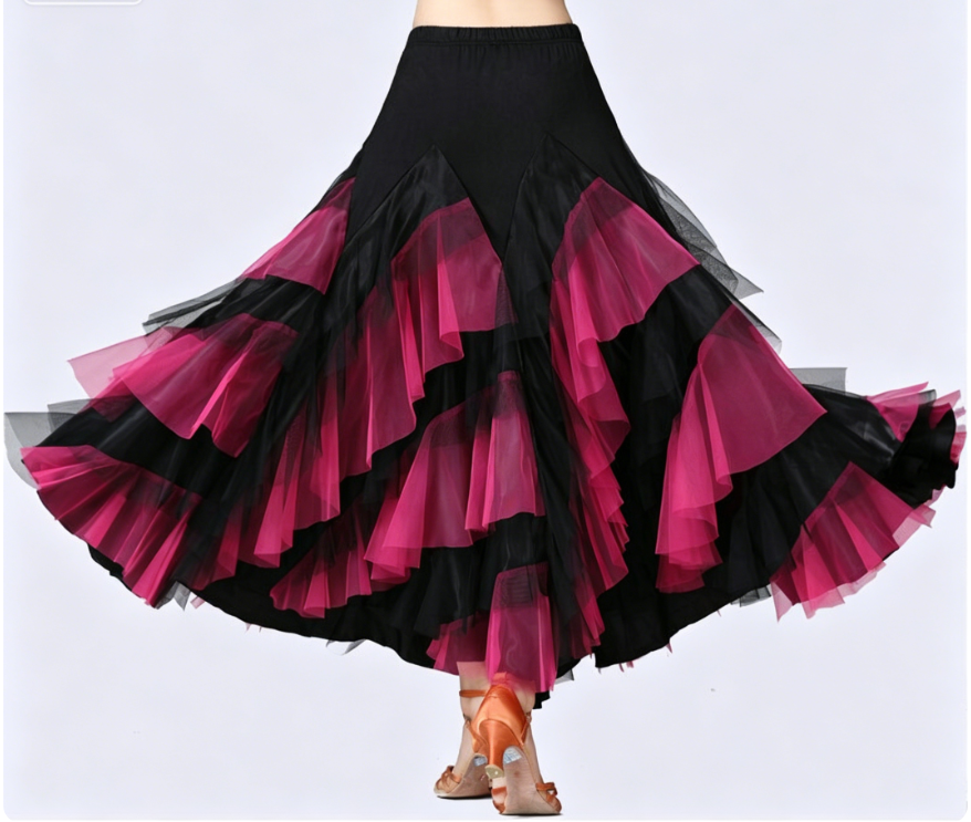 Adult ballroom practice skirt with color-block design