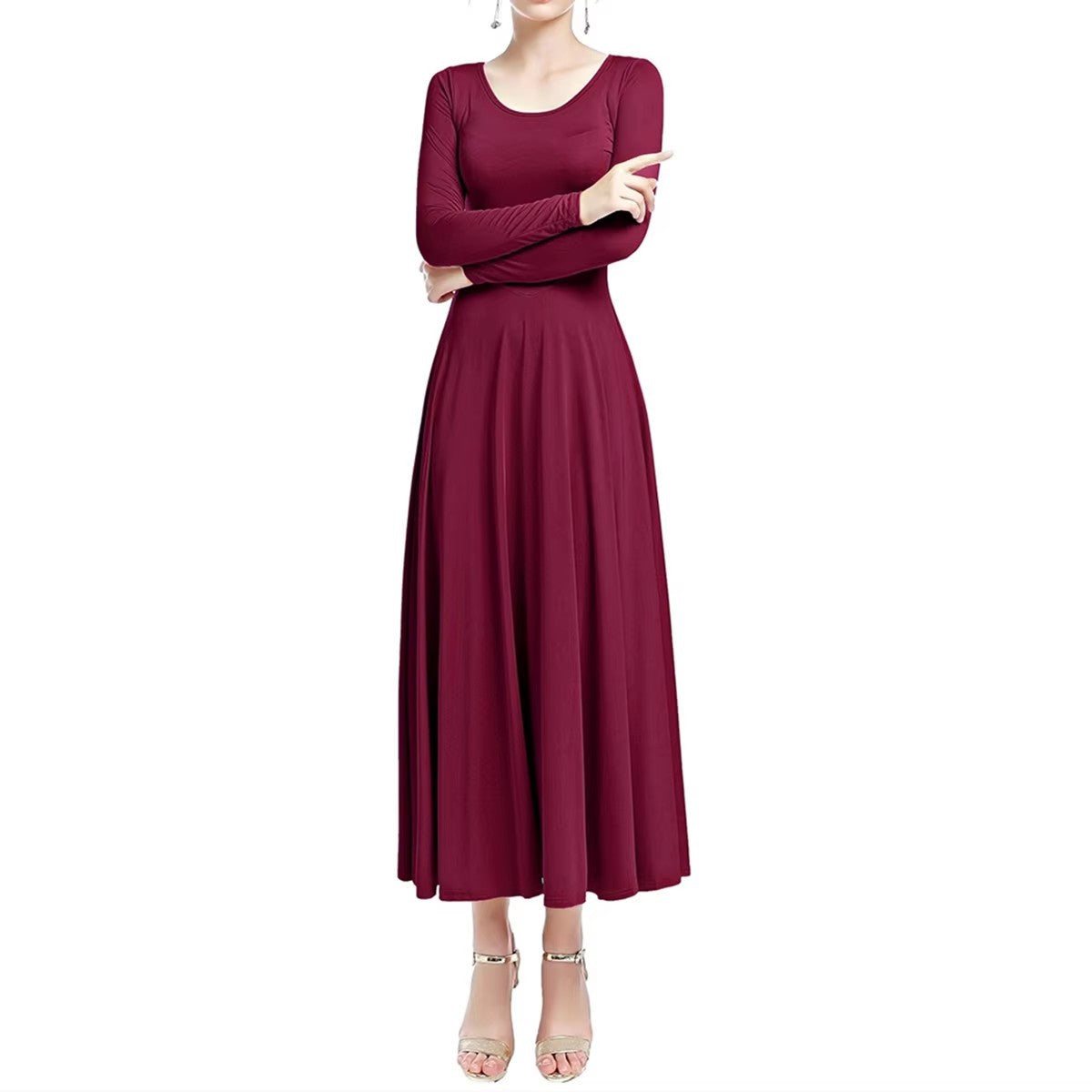 Women's multi-color praise dance dress, long sleeve modest church choir uniform for worship teams