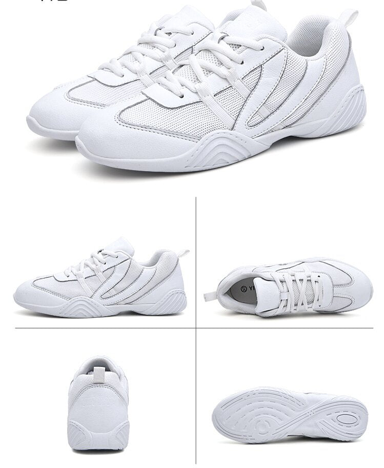 White cheer shoes for team practice, matches any cheer uniform