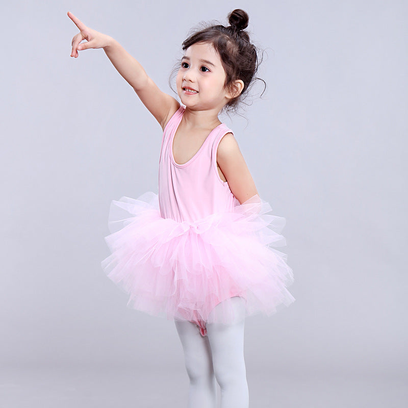 Girls Sleeveless Ballet Tutu Dress, 6 Color Layered Tulle Dance Leotard for Toddler Kids BAL-SK-SS01