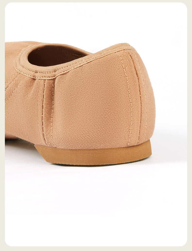 Stretch Canvas Jazz Dance Shoes for Women - 1" Low Heel, No-Tie Slip-On, Soft Sole Ballet/Contemporary Practice Shoes  JZ-M-06