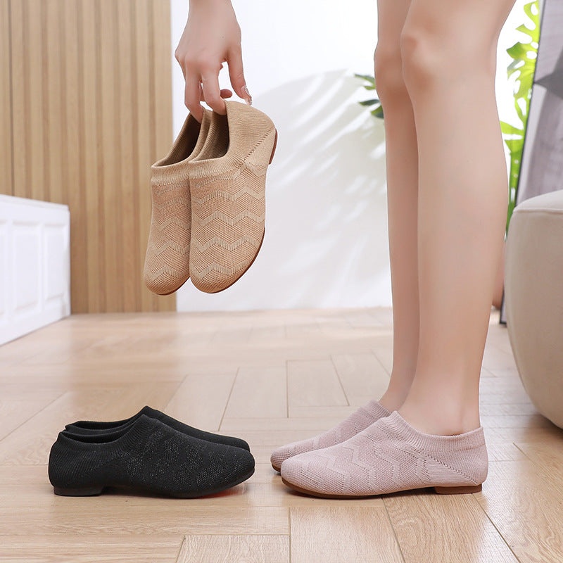 Women's Knit Jazz Dance Shoes - Slip-On Split Sole Practice Shoes for Indoor & Outdoor JZ-M-07
