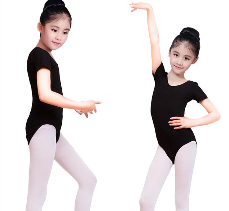 Girls Ballet Dance Leotard, Short Sleeve, Soft Breathable Stretchy Fabric, Kids Gymnastics Leotard for Training, Performance, Daily Wear