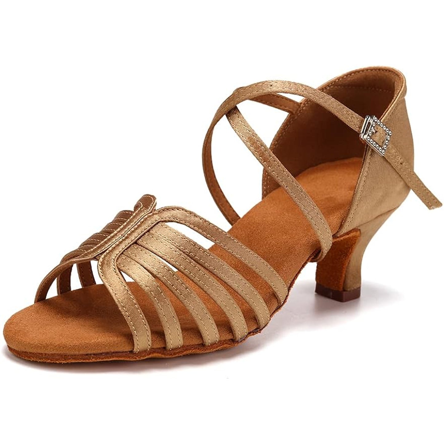 Comfortable Latin dance heels with multi-band vamp and secure fit