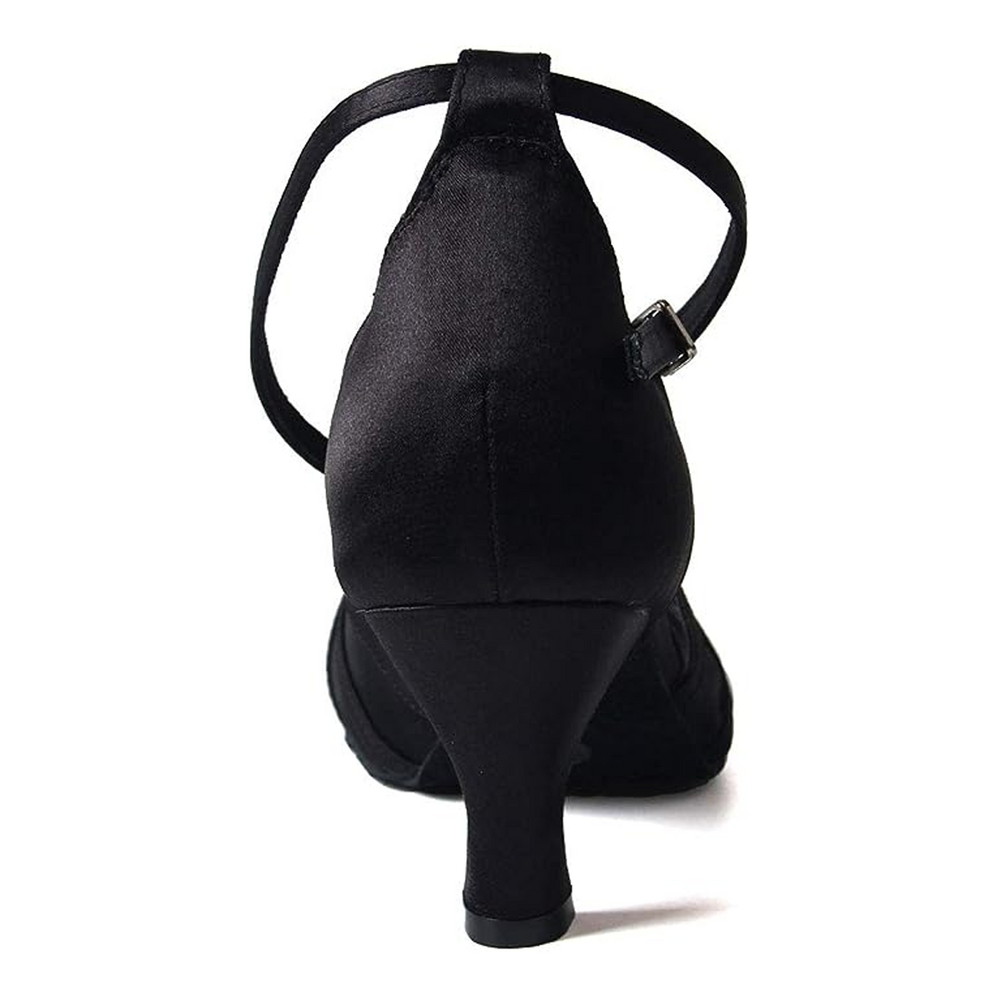 Ladies' Performance Latin Dance Shoes, Black Satin with Suede Sole