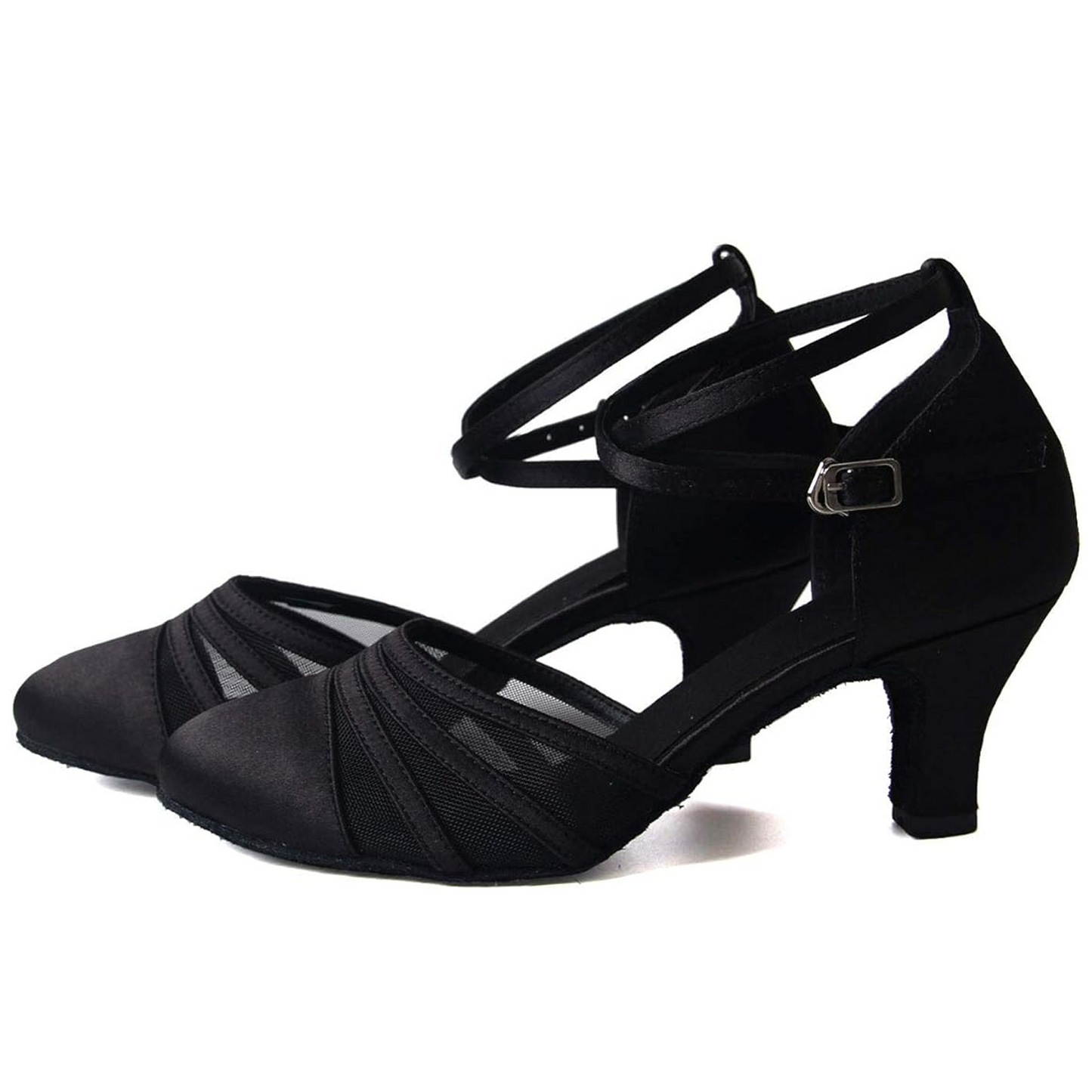 Elegant Satin Ballroom Dance Shoes for Women, Mesh Inset for Comfort
