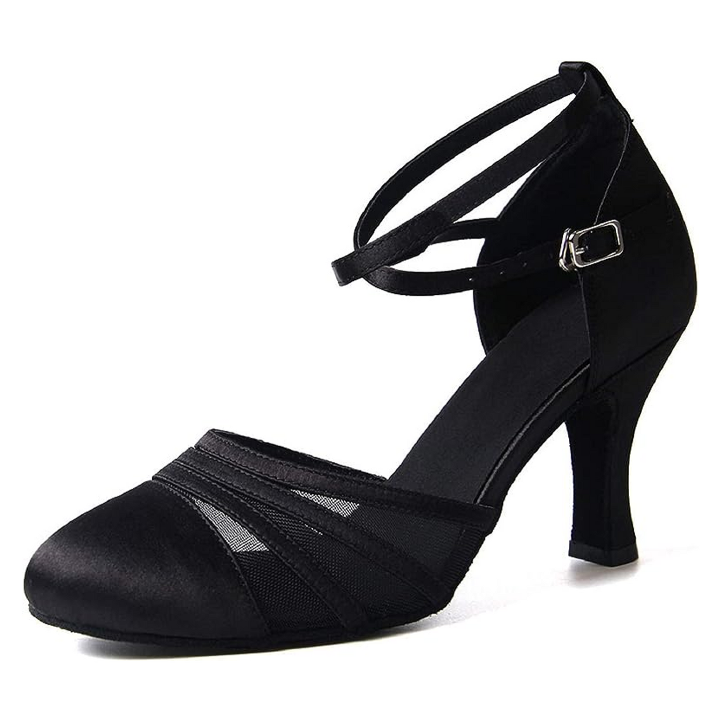 Comfortable Closed Toe Latin Dance Heels, Ankle Strap for Stability