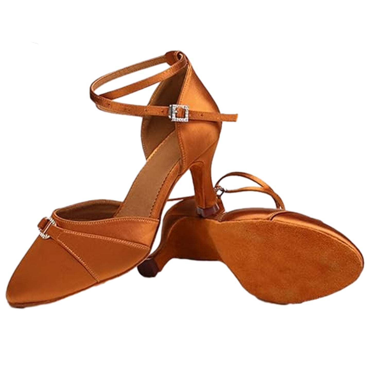 Women's Satin Latin Dance Shoes Closed Toe Ballroom Salsa Tango Waltz Performance Shoes Model A34G