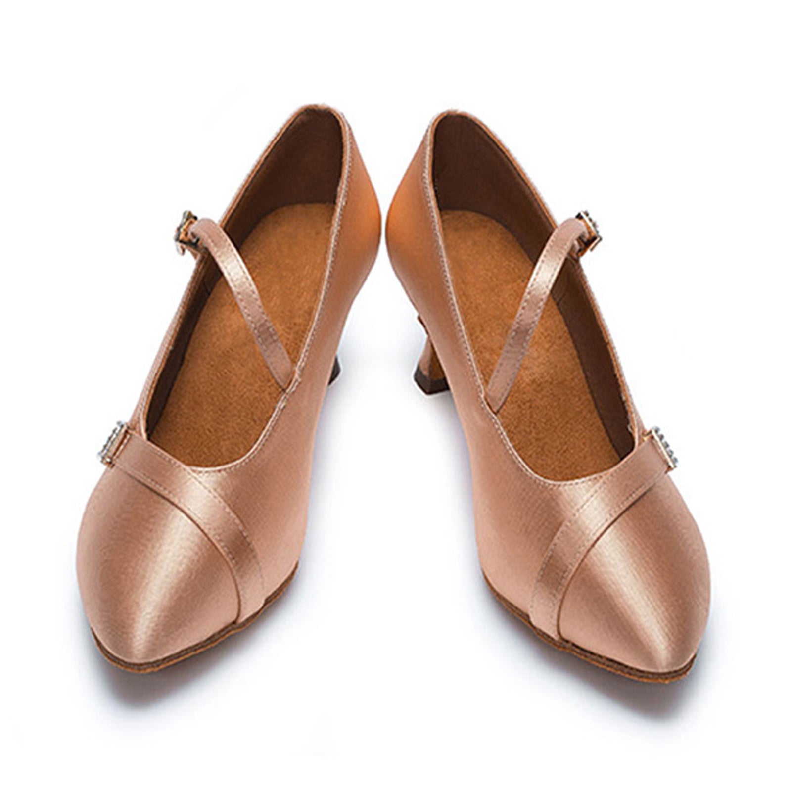 Elegant Satin Latin Salsa Dance Shoes with Rhinestone Accents