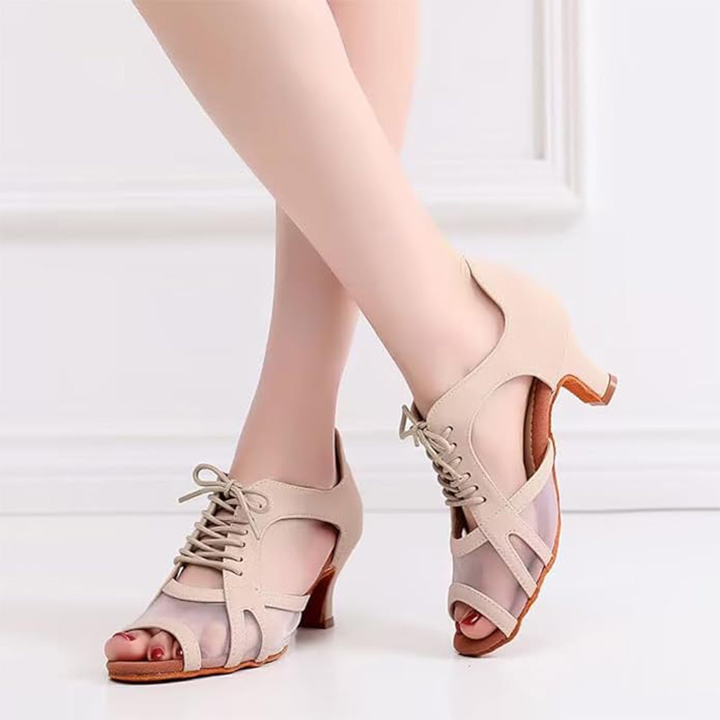 Women's Latin Dance Shoes Salsa Tango Open Toe Practice Performance Dancing Shoes Model A46D