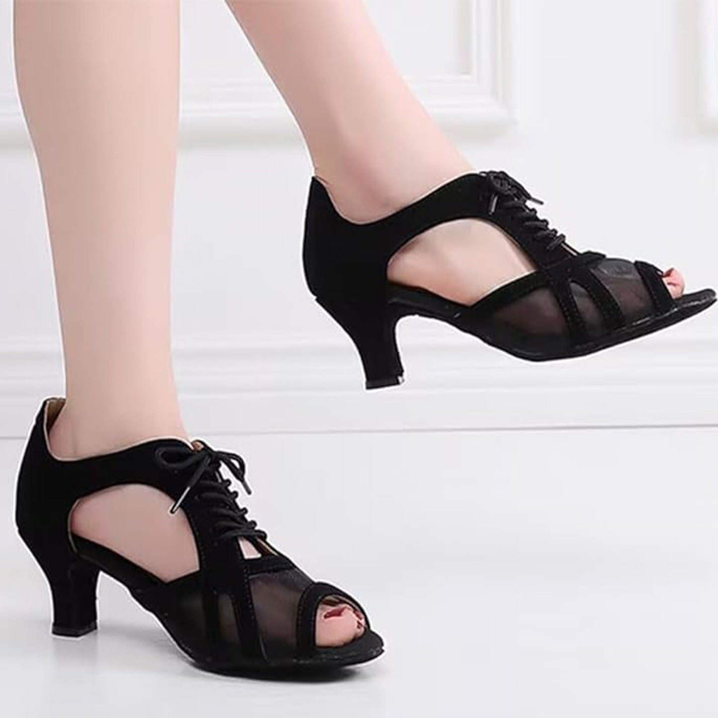 Women's Latin Dance Shoes Salsa Tango Open Toe Practice Performance Dancing Shoes Model A46D