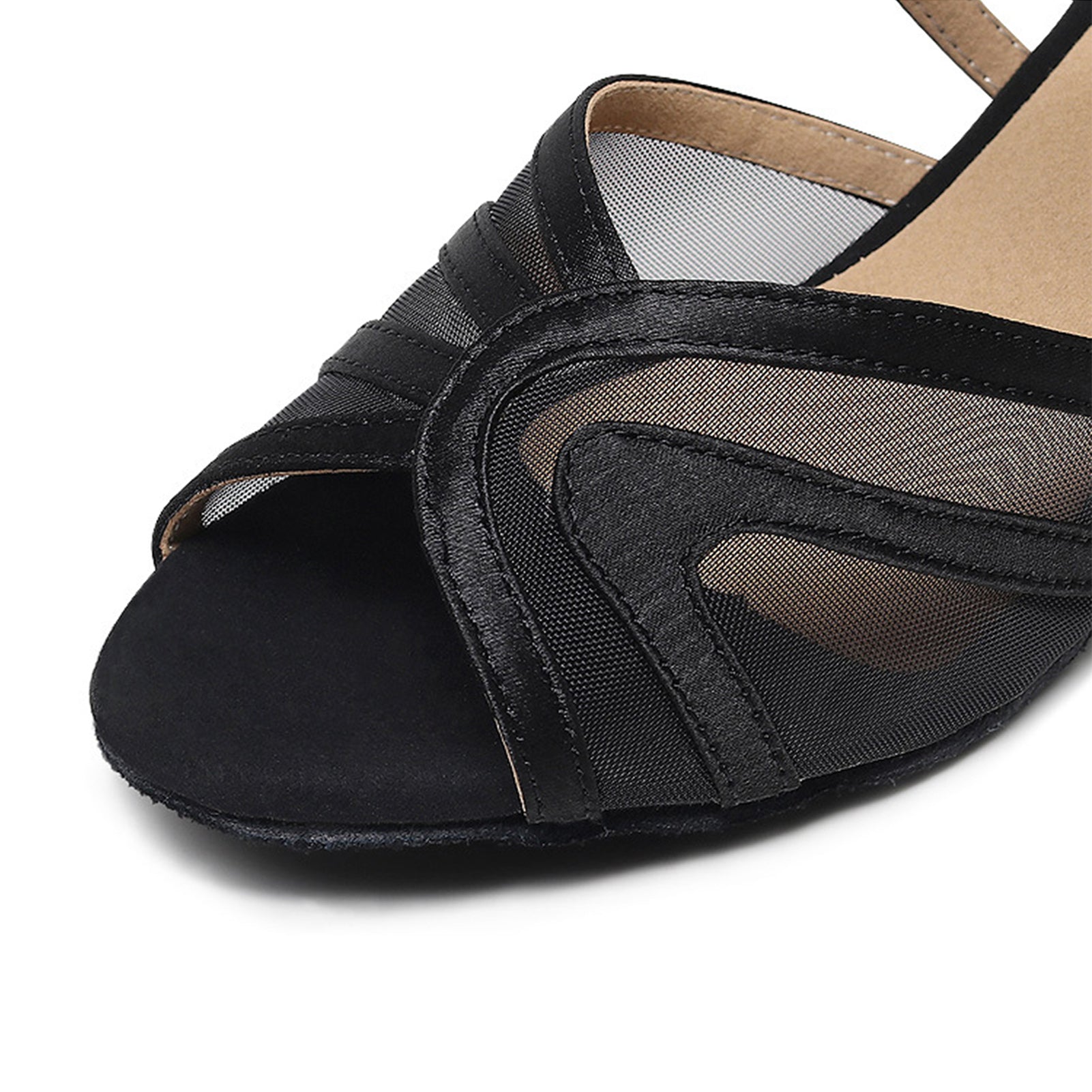 Breathable mesh cutout women's professional tango ballroom dance footwear
