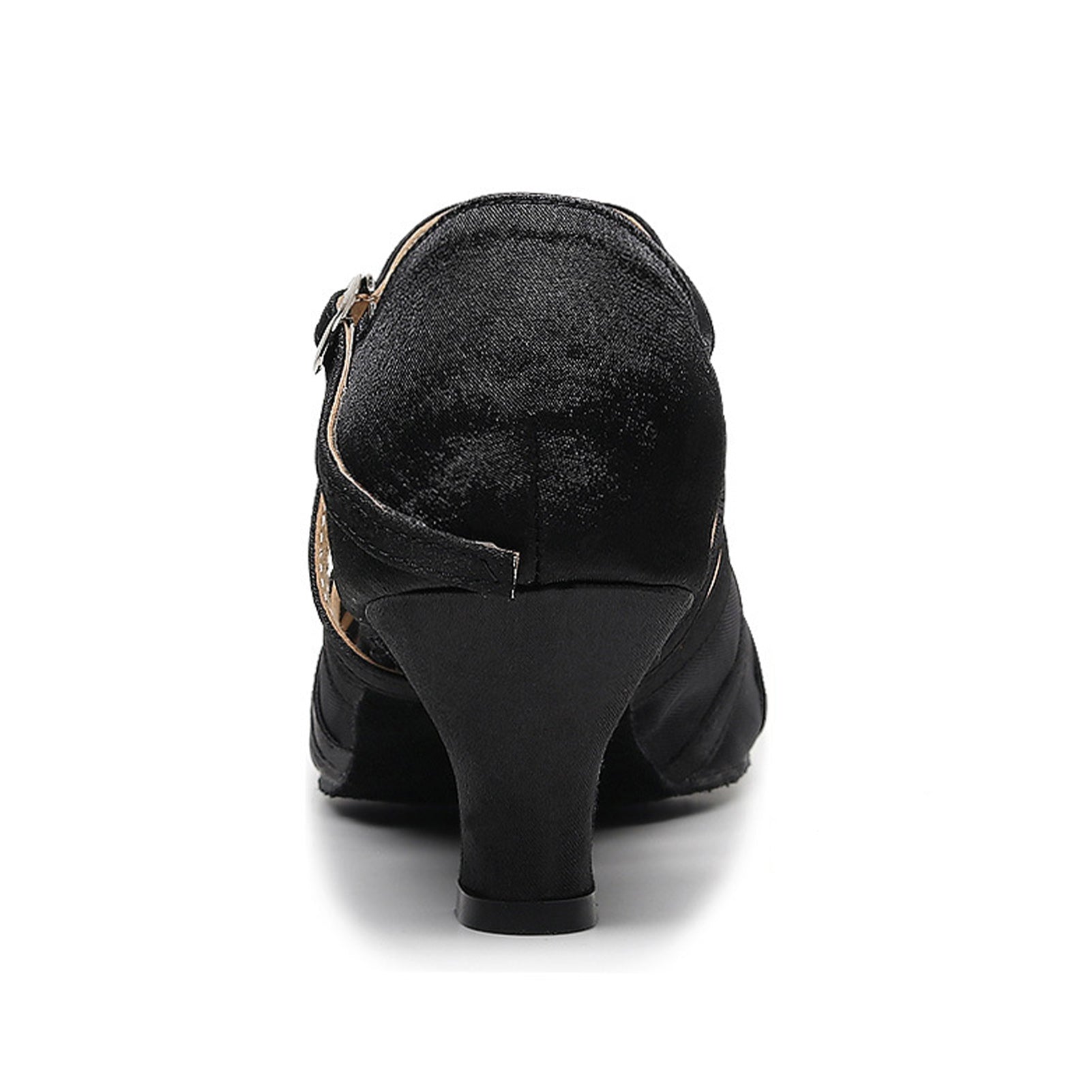 Comfortable soft sole women's black mesh salsa cha cha performance dance shoes