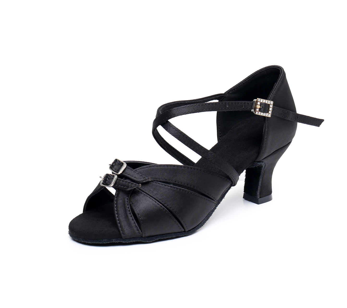 Adjustable strap and upper fit detail on women’s Latin dance shoes