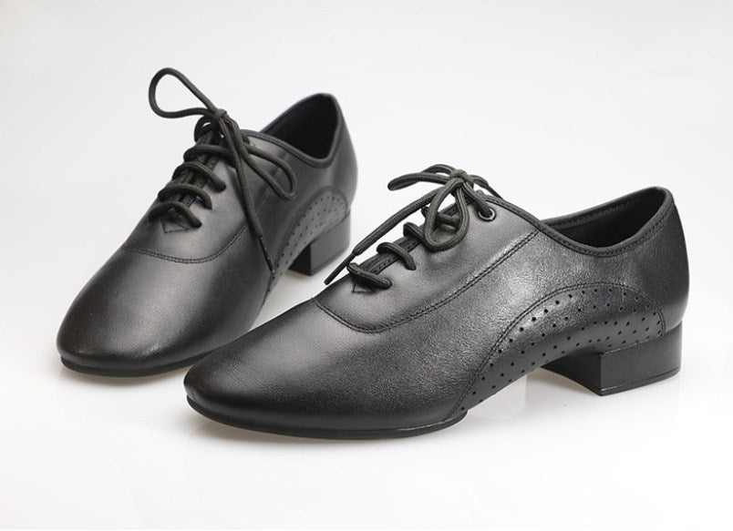Elegant black lace-up men's dance shoes for formal dance occasions