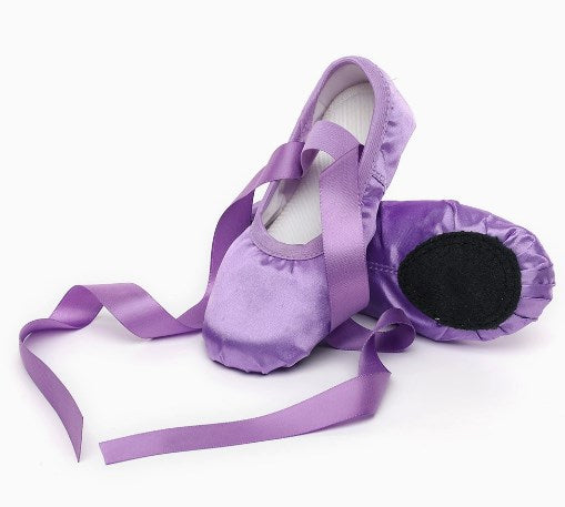 Satin ribbon ballet shoes for adults and kids