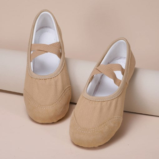 Elastic cross strap soft sole dance practice slippers