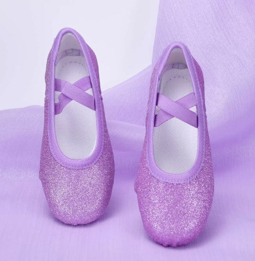 Soft flexible sole dance slippers with elastic strap