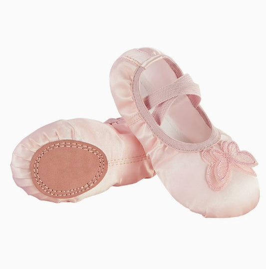 Girls satin ballet dance shoes with soft sole