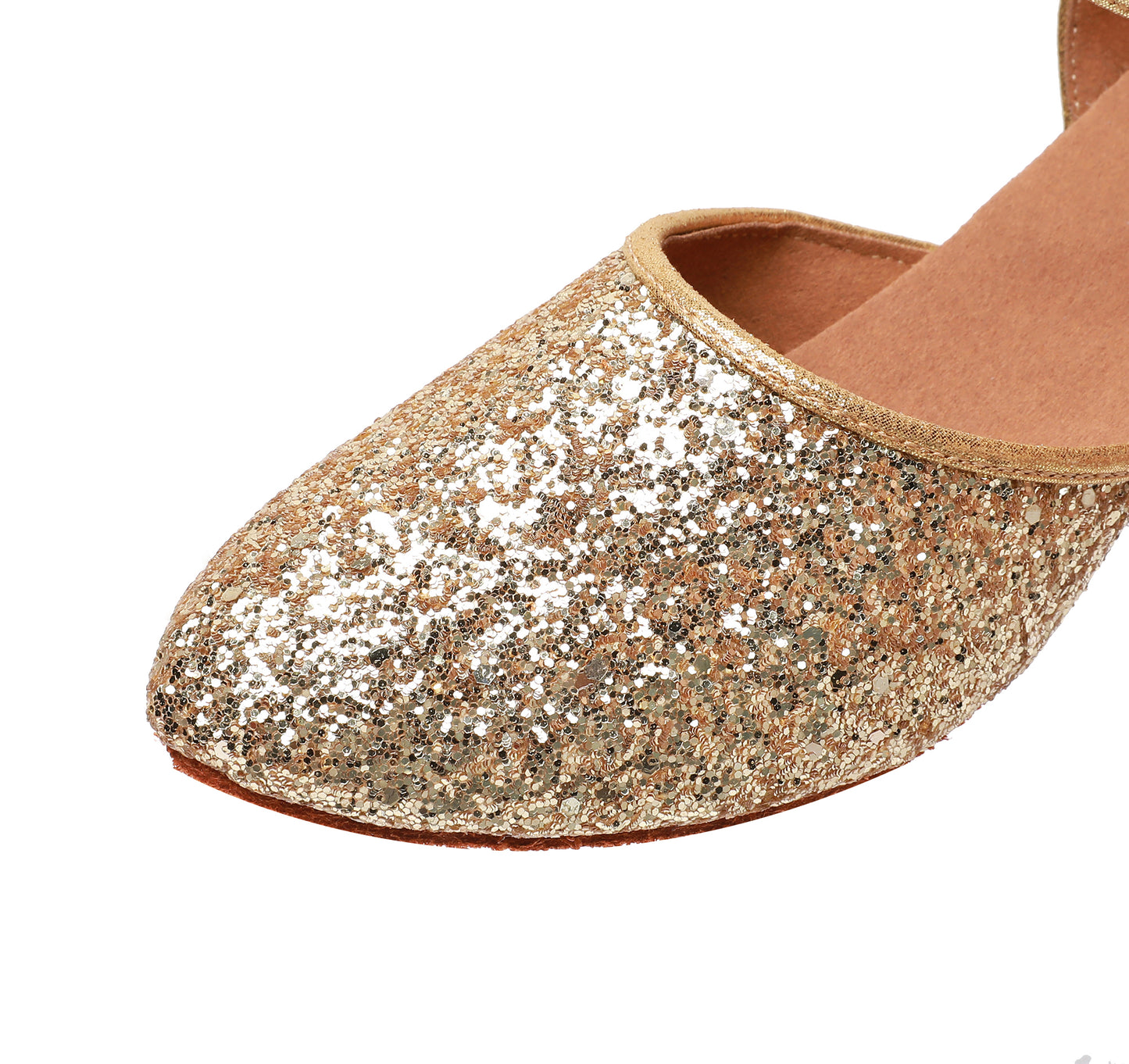 Women’s Sequined Leather Latin Dance Shoes – Pointed Toe Kitten Heel (Model A11)