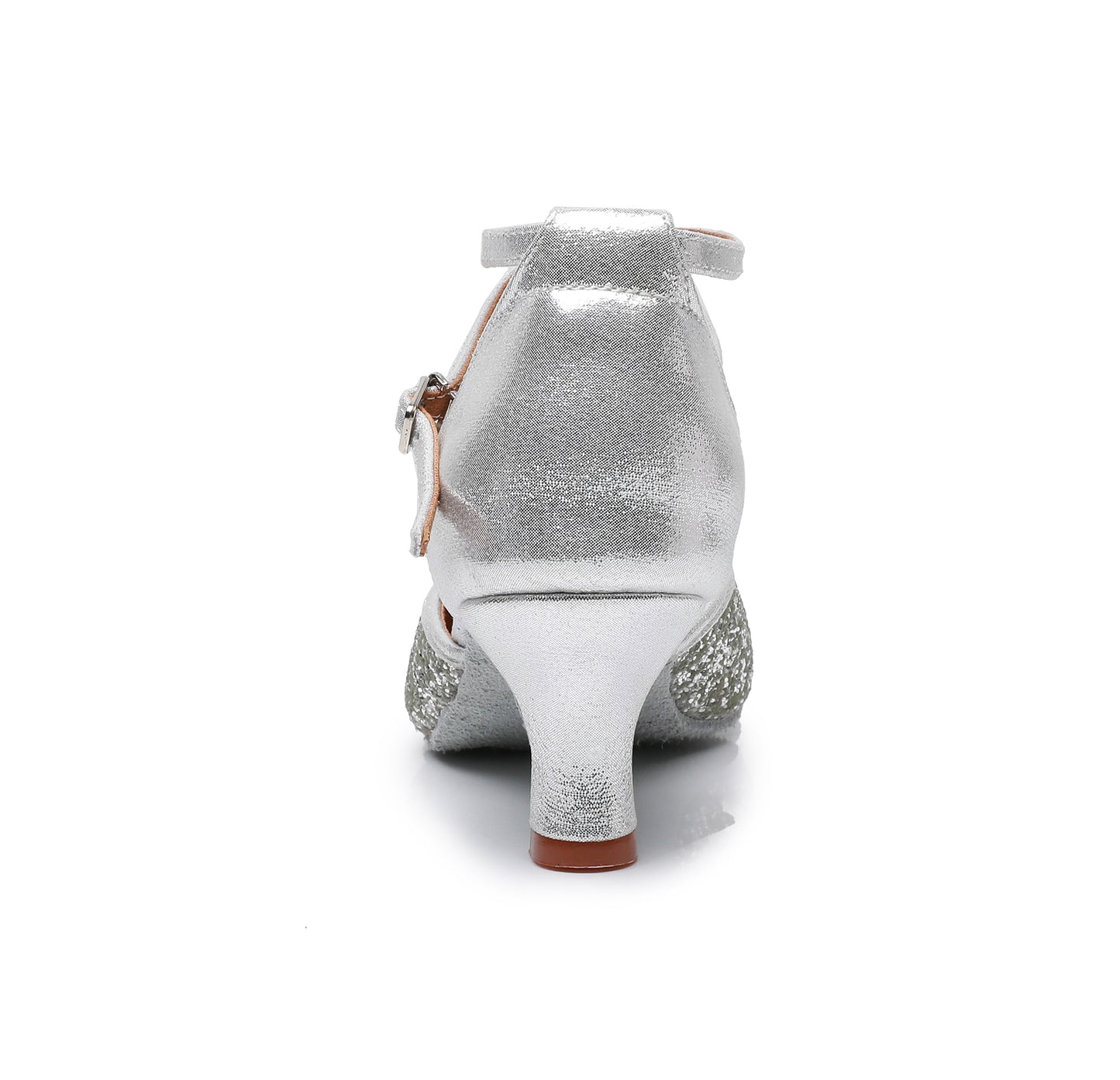 Women’s Sequined Leather Latin Dance Shoes – Pointed Toe Kitten Heel (Model A11)