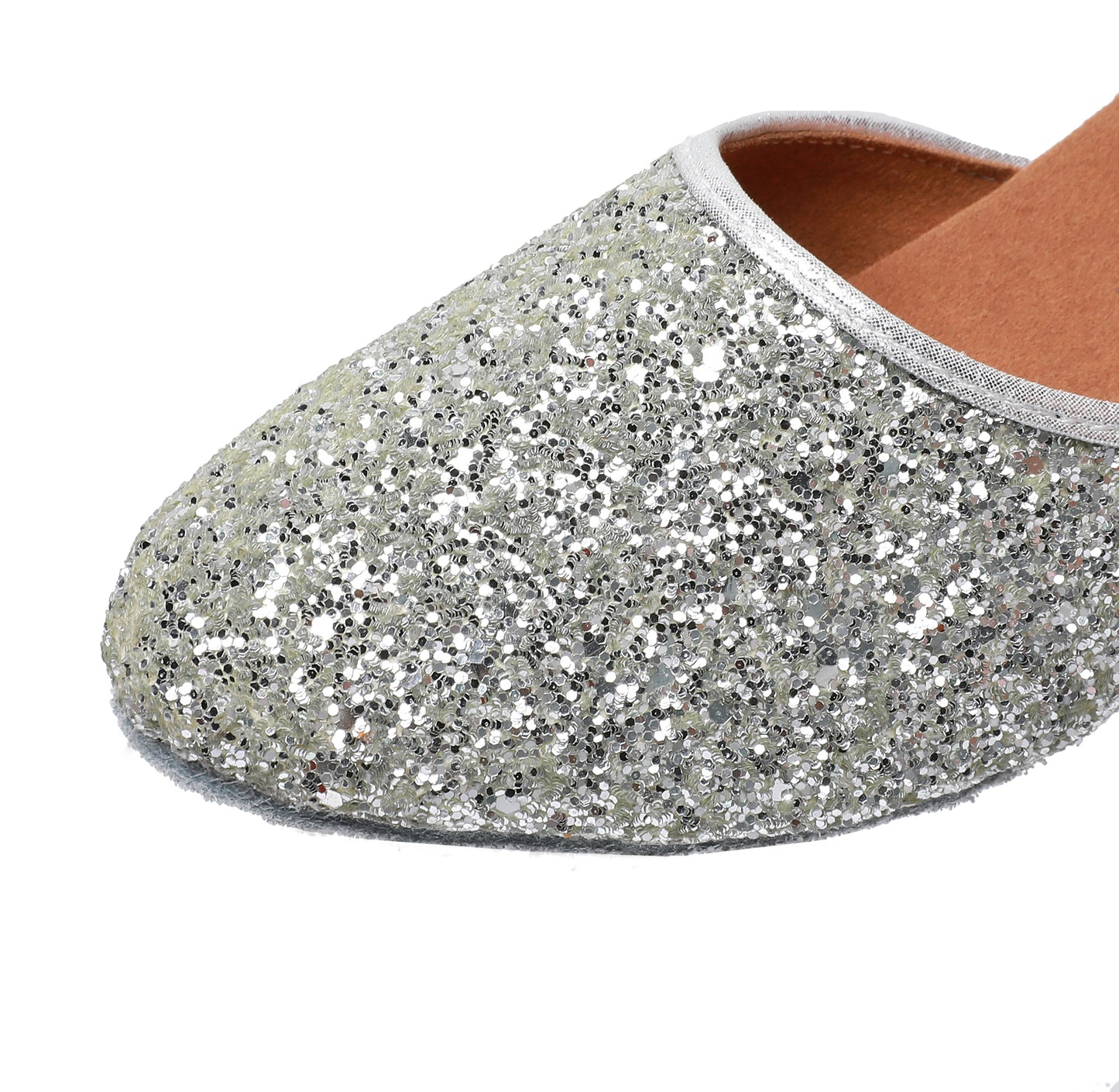 Women’s Sequined Leather Latin Dance Shoes – Pointed Toe Kitten Heel (Model A11)