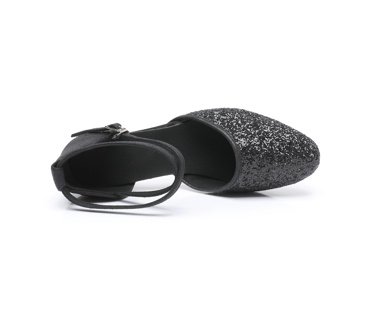 Women’s Sequined Leather Latin Dance Shoes – Pointed Toe Kitten Heel (Model A11)