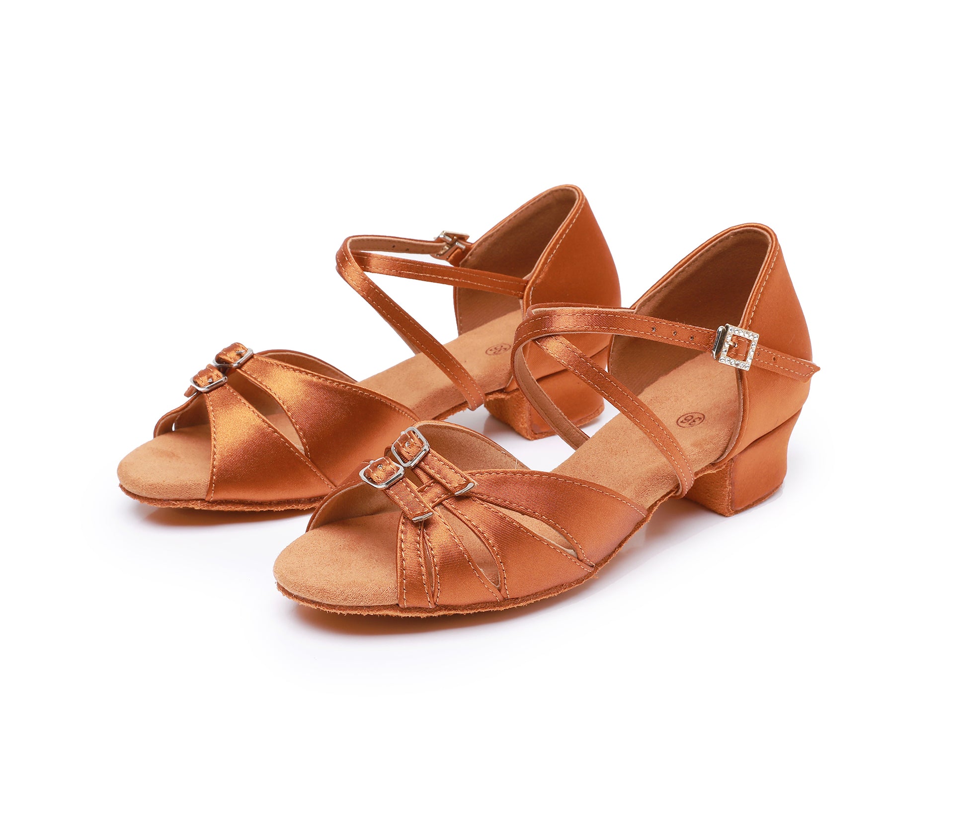 Professional Girls' Dance Shoes, Satin Latin Heels with Non-Slip Suede Sole for Dance Floors