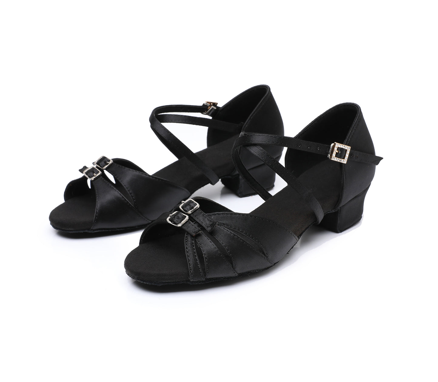 Cute Girls' Latin Dance Shoes, Satin Ballroom Heels for Kids & Teens