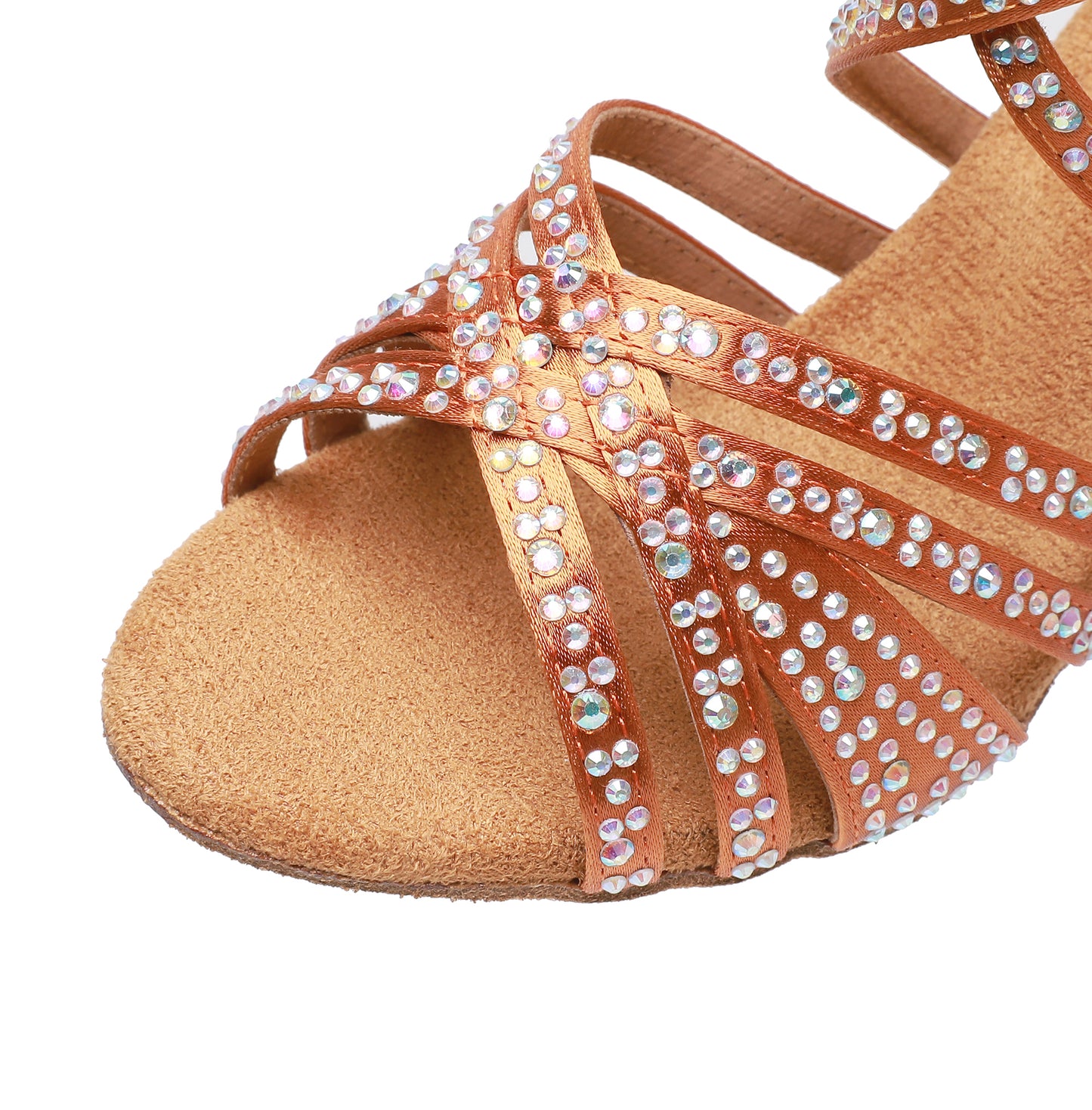 Women’s Latin Dance Shoes (Rhinestone) | Stable Heel + Suede Sole (Model AZ101)