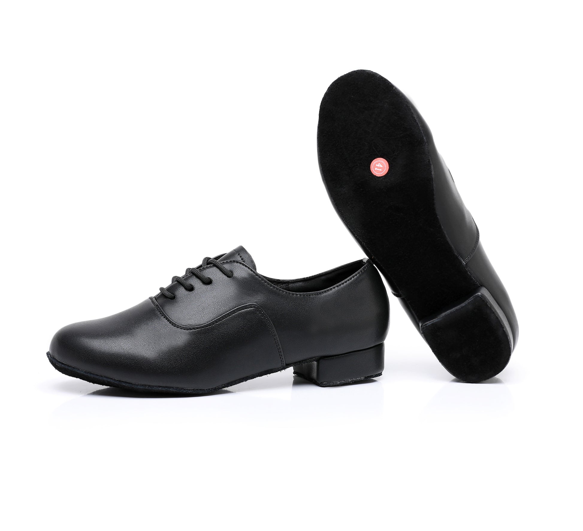 Black Men's Lace-Up Dance Shoes, Breathable Leather, Ideal for Rumba & Social Dancing