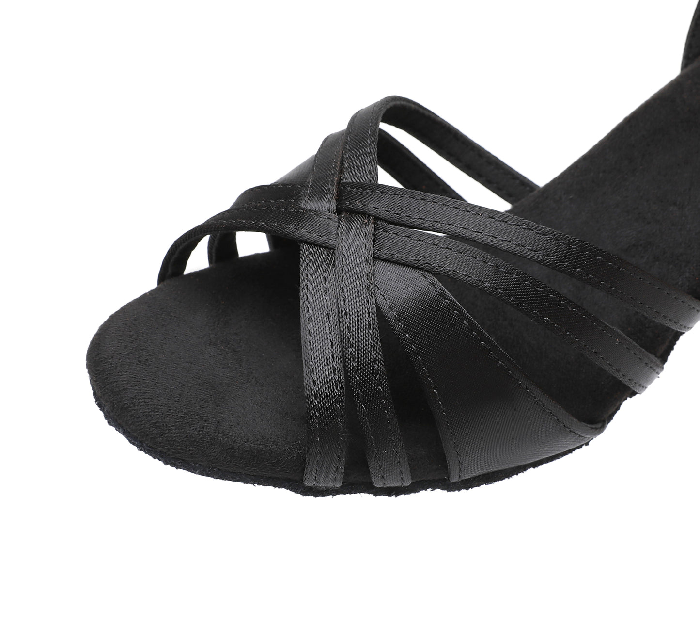 Latin Dance Shoes for Women Satin Suede Sole Salsa Professional Performance Practice Dancing Shoes (Model A15G)