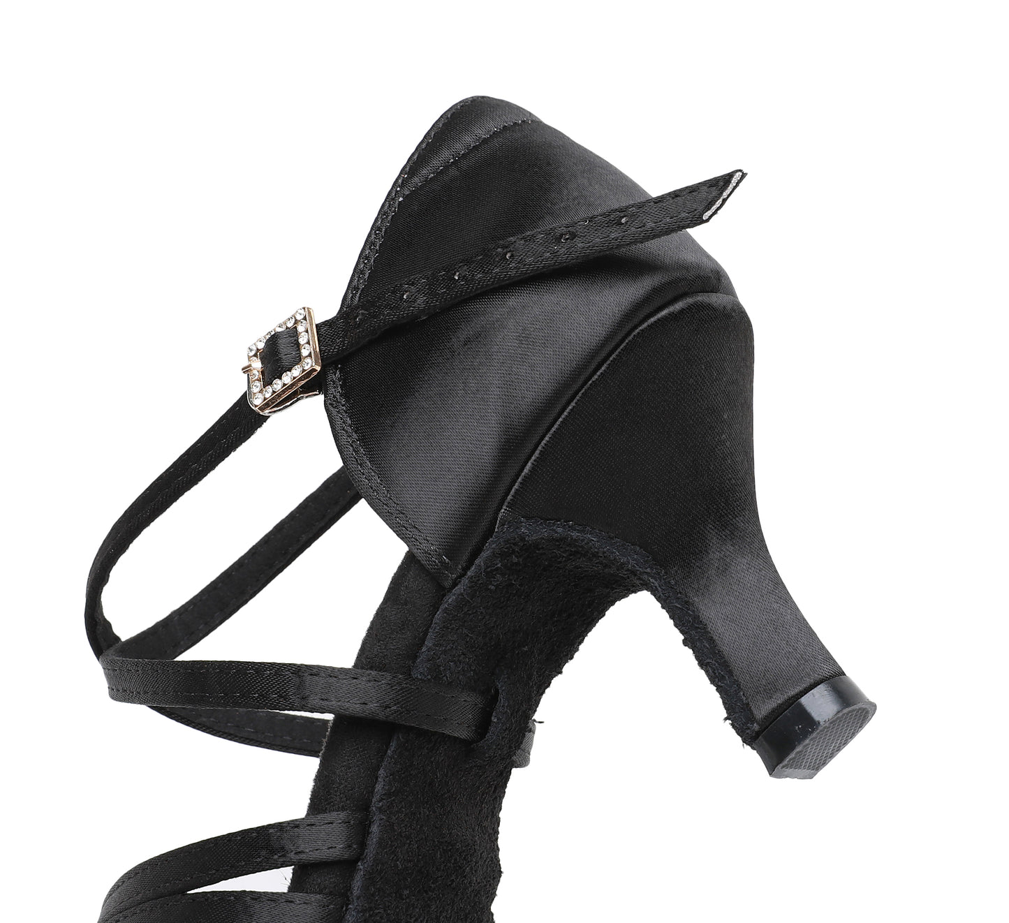 Women’s Open Toe Latin Dance Shoes – Suede Sole with Stable Heel (Model A14D)