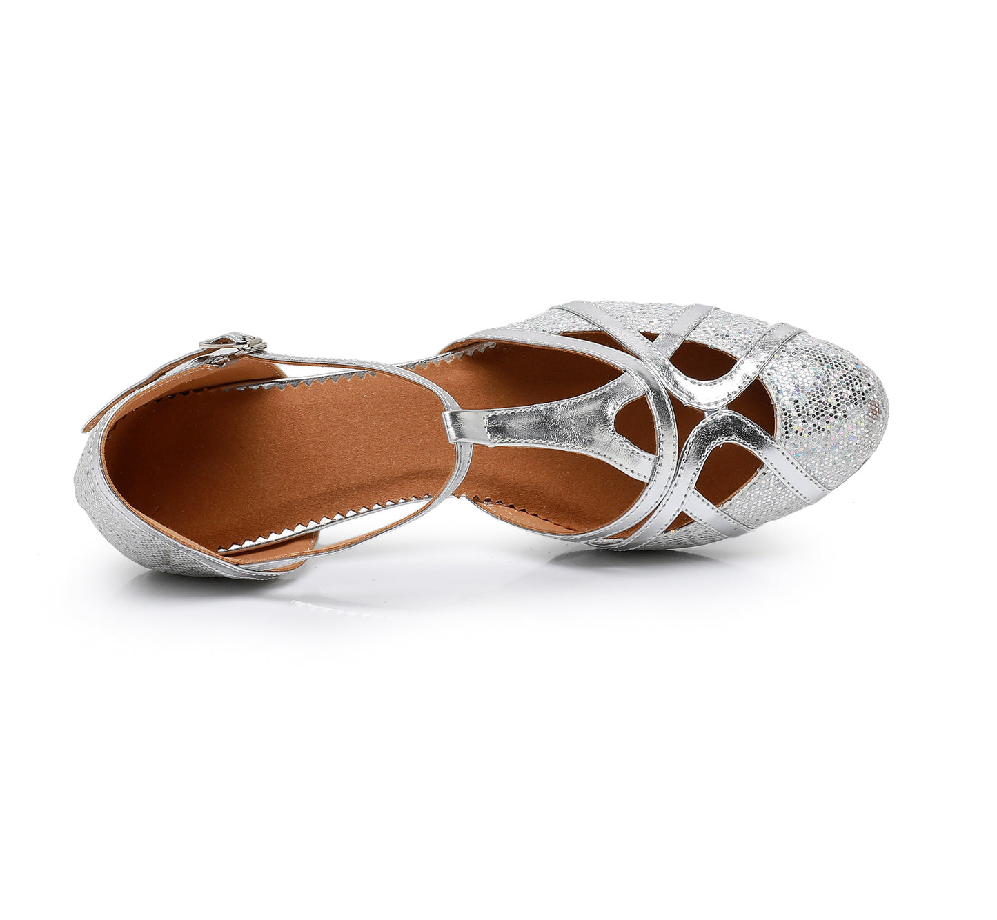 Women's T-Strap Latin Dance Shoes Closed Toe Salsa Tango Cha-cha Ballroom Performence Dancing Shoes Model A23D