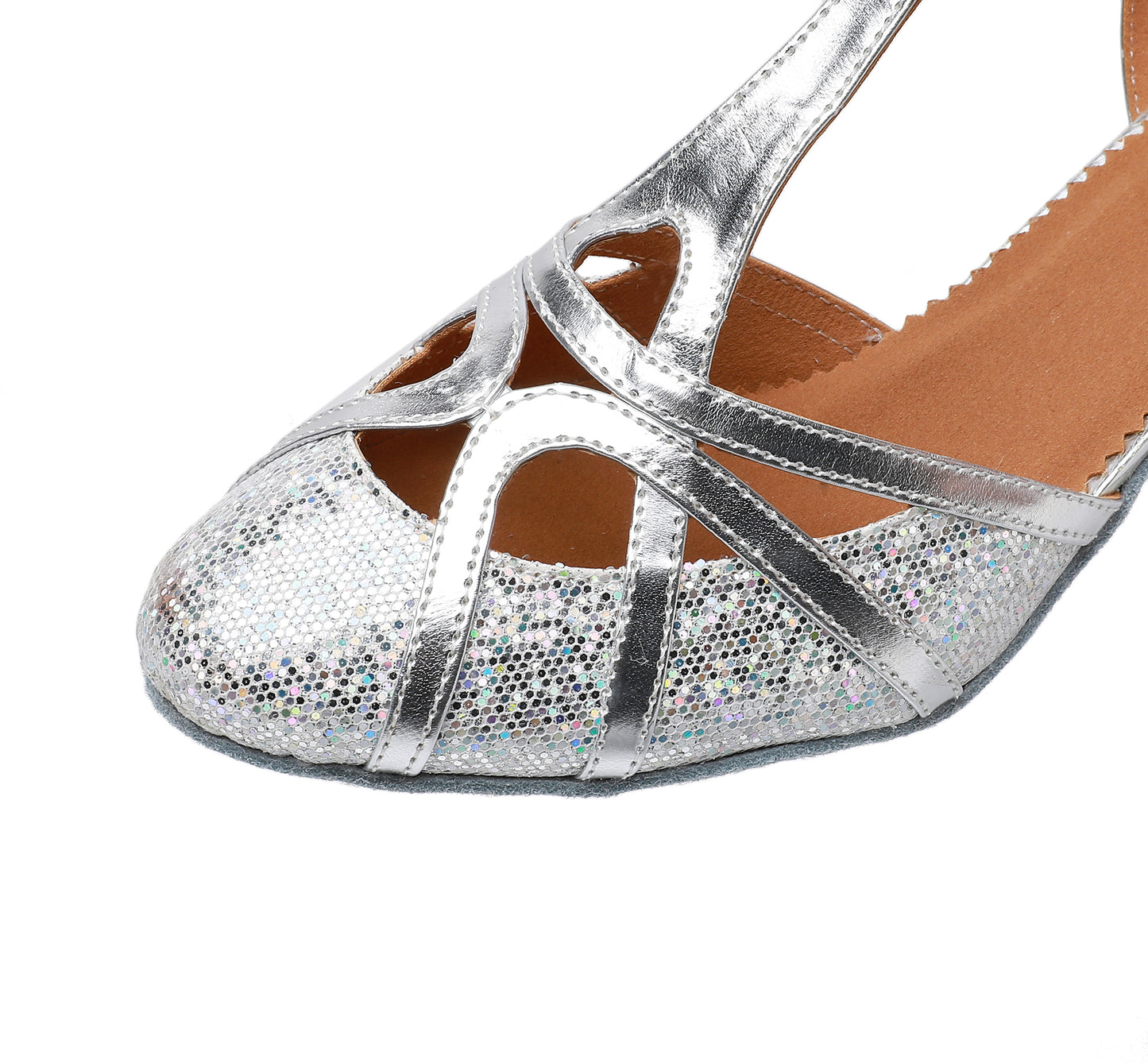 Women's T-Strap Latin Dance Shoes Closed Toe Salsa Tango Cha-cha Ballroom Performence Dancing Shoes Model A23D