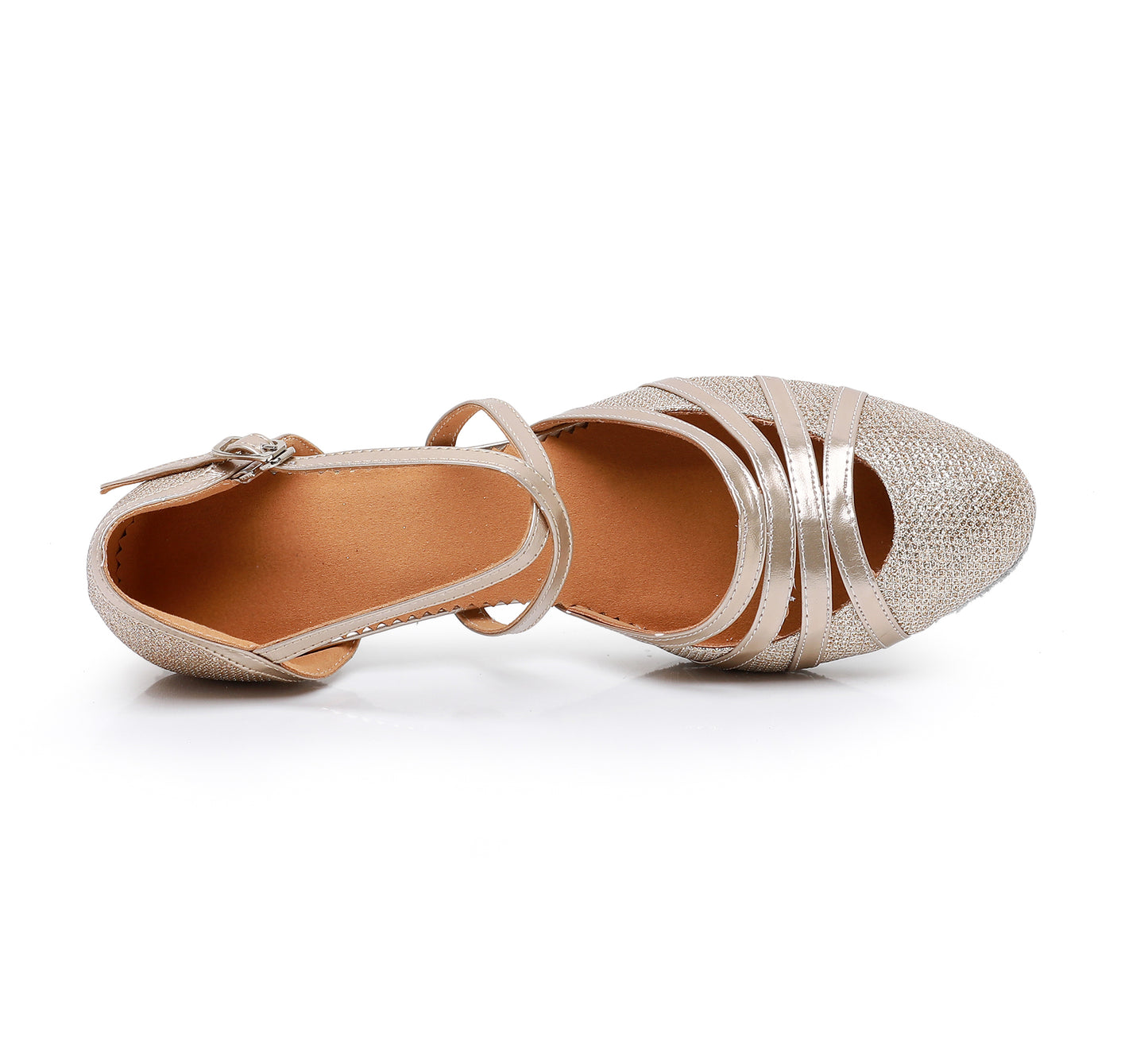 Women's Comfortable Latin Dance Shoes, Cross Strap Closed Toe Heels for Performance