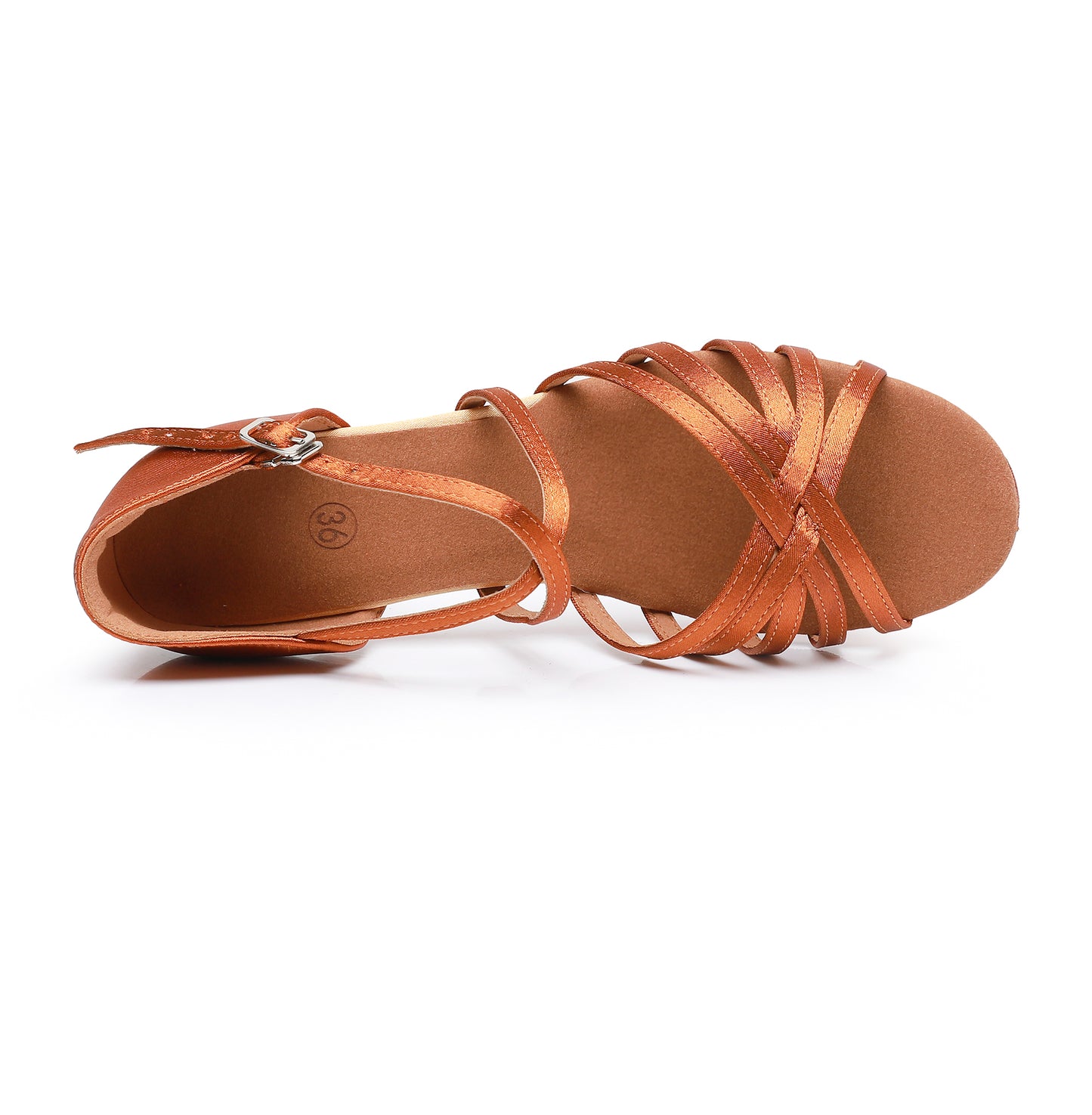 Satin Latin Dance Heels, Open Toe Adjustable Buckle Suede Sole for Dance Floor