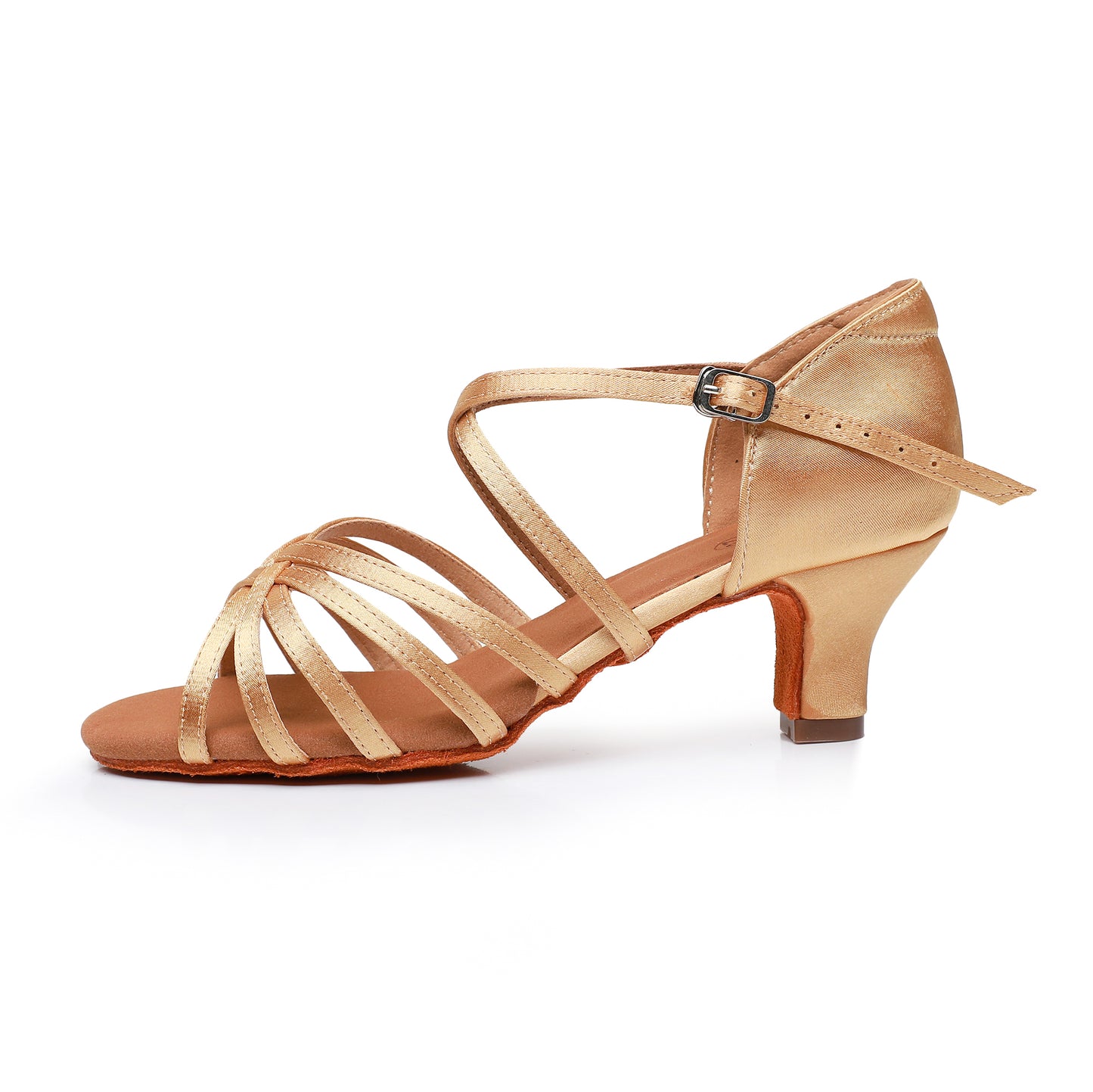 Classic Cross Strap Latin Dance Shoes, Satin Upper Suede Sole for Ballroom Dancing