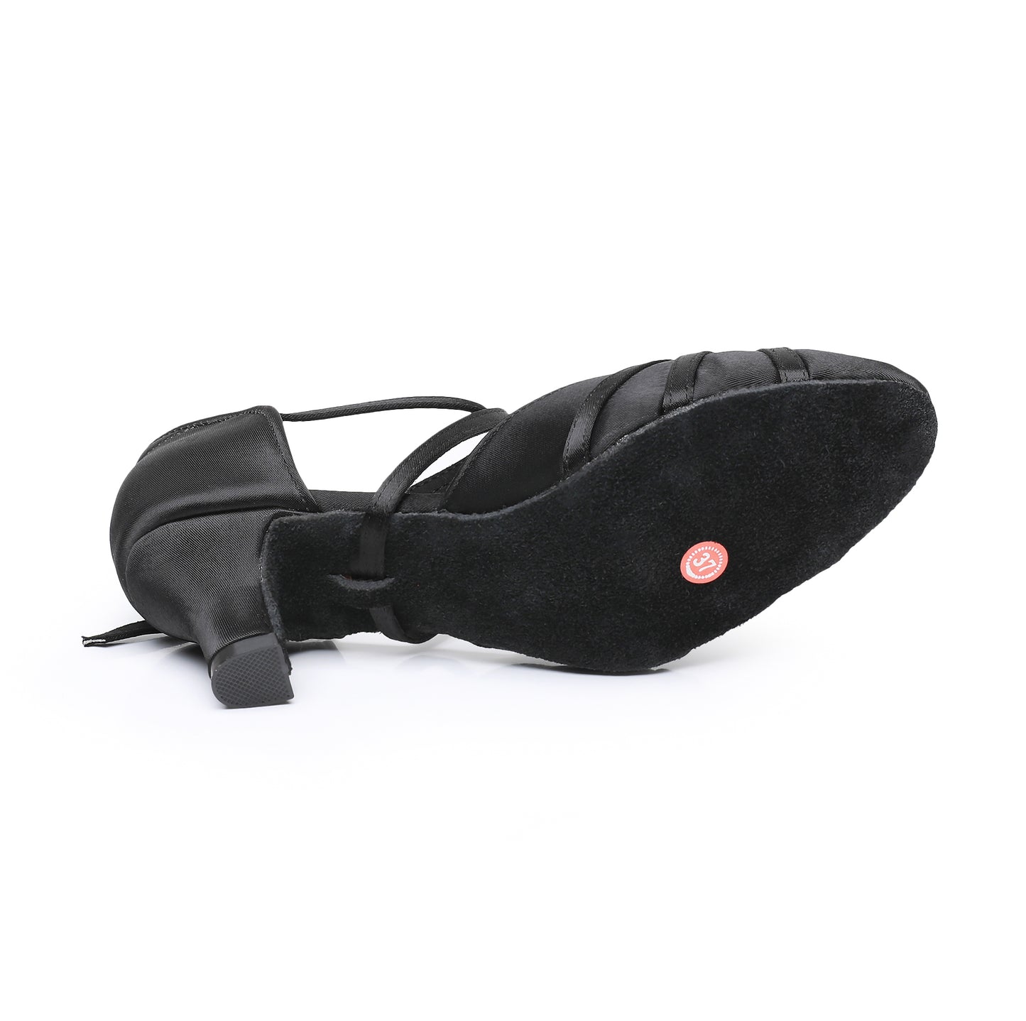 Professional ladies ballroom dance shoes with suede sole and stable mid heel
