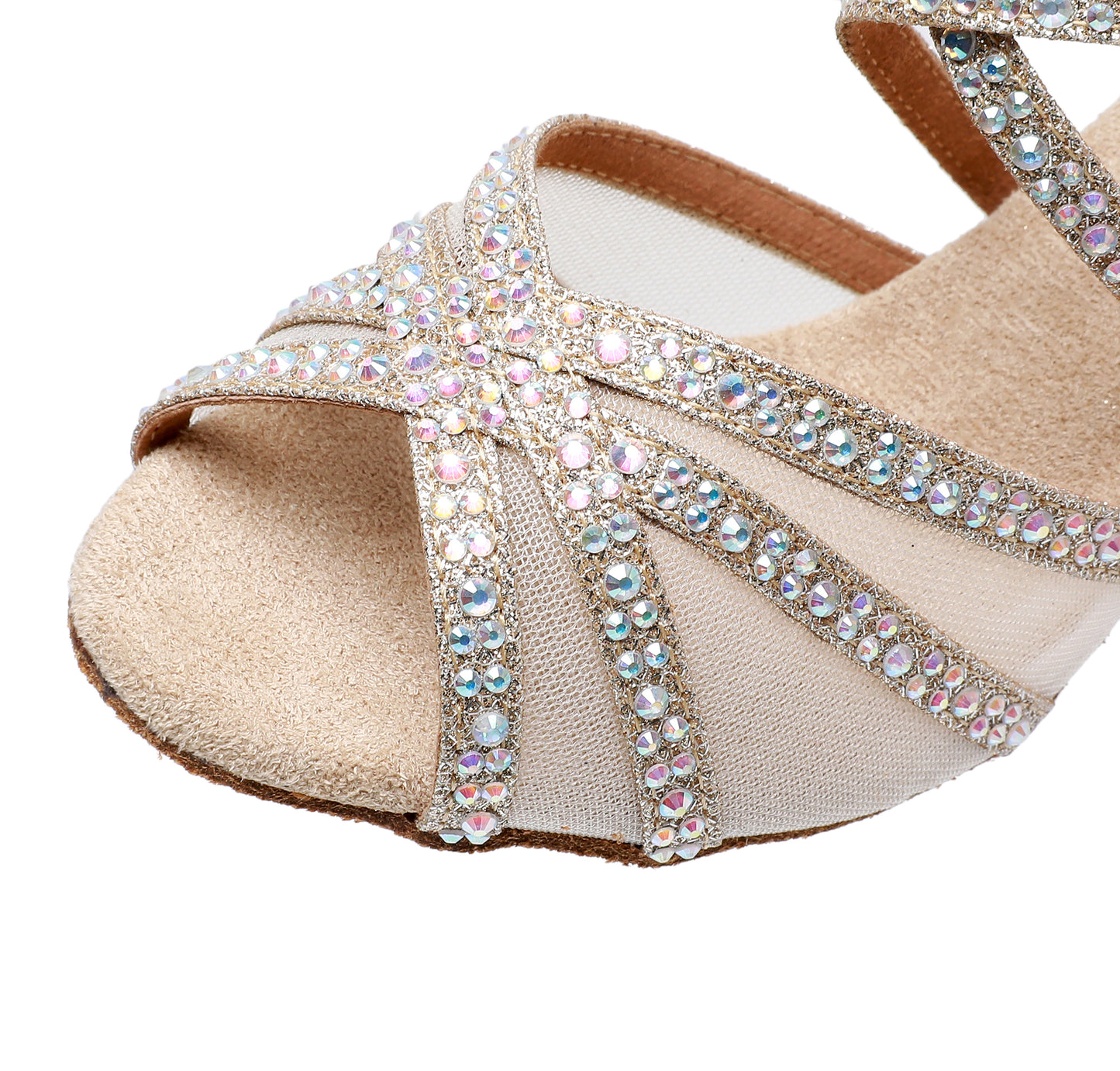 Latin Dance Shoes for Women Satin Suede Sole Salsa Professional Performance Practice Dancing Shoes