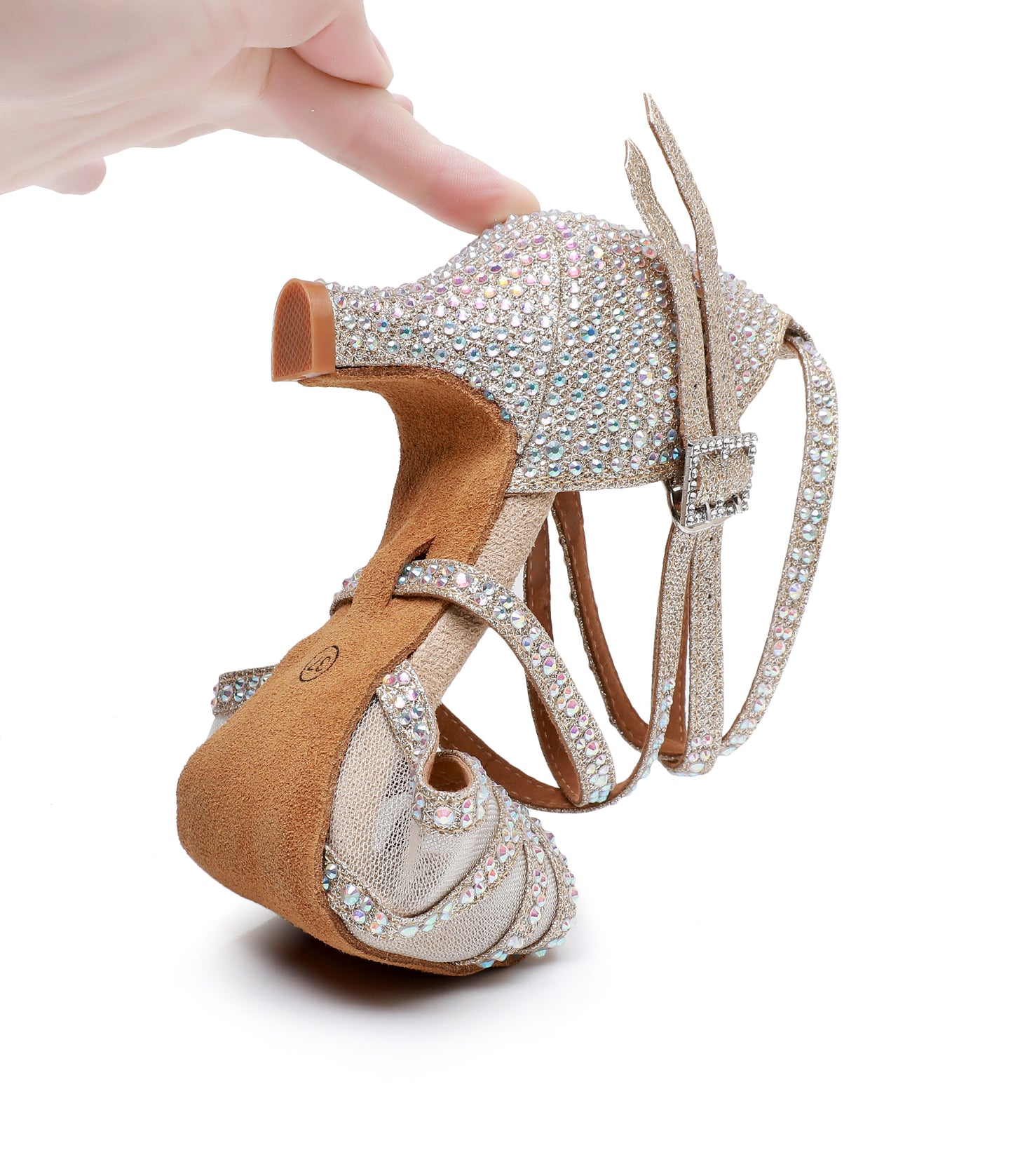 Latin Dance Shoes for Women Satin Suede Sole Salsa Professional Performance Practice Dancing Shoes