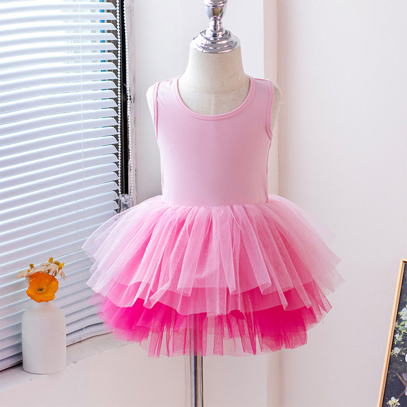 Girls Sleeveless Ballet Tutu Dress, 6 Color Layered Tulle Dance Leotard for Toddler Kids BAL-SK-SS01
