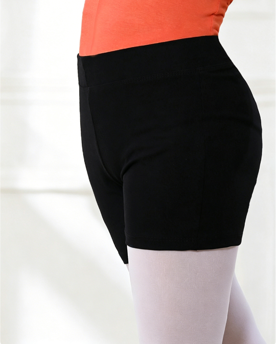 Girls High Waist & Mid Rise Dance Shorts - Black 3 Length Styles for Ballet, Gymnastics & Yoga | V-Front, Elastic Waist & High Rise 8cm Options