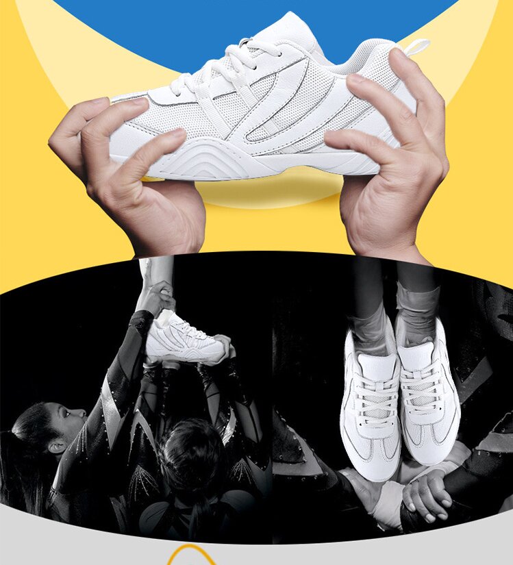 Shock-absorbing heel support cheer sneakers for competitions